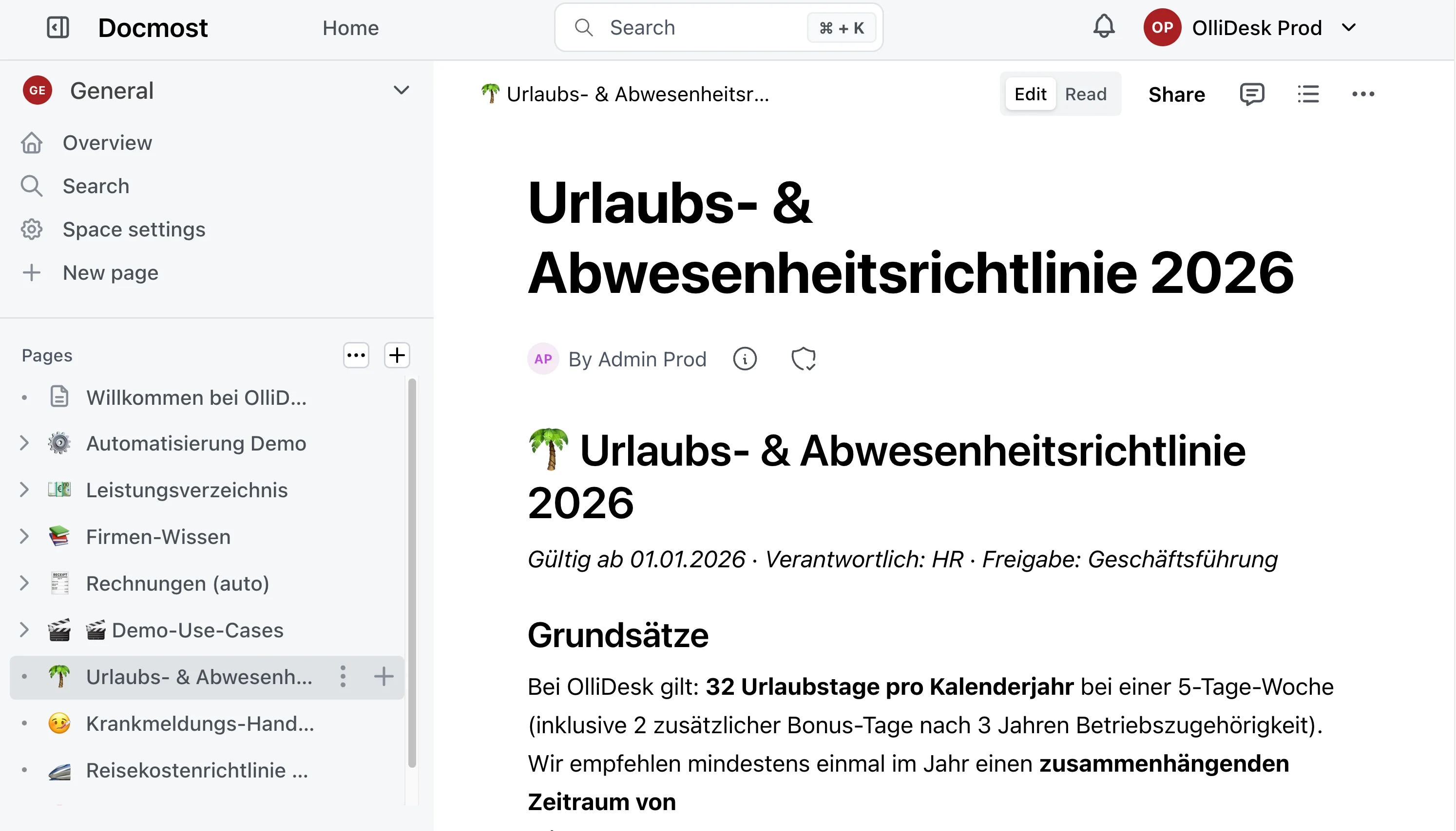 Vorschaubild des internen Wissensassistenten